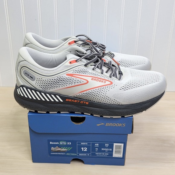 Brooks Beast GTS 23 Max Support Cushion Protect Grey Scarlet Size 12 New in Box